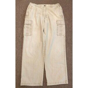 LL Bean Pants Mens 35x30 Tropic-Weight Cargo Comfort Waist Lightweight Cotton
